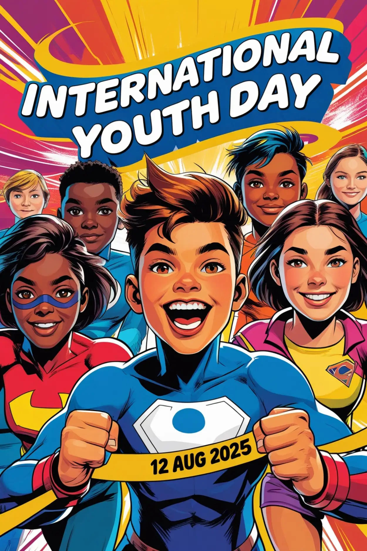 Free Download International Youth Day 2025 Typography - High Quality International Youth Day Background