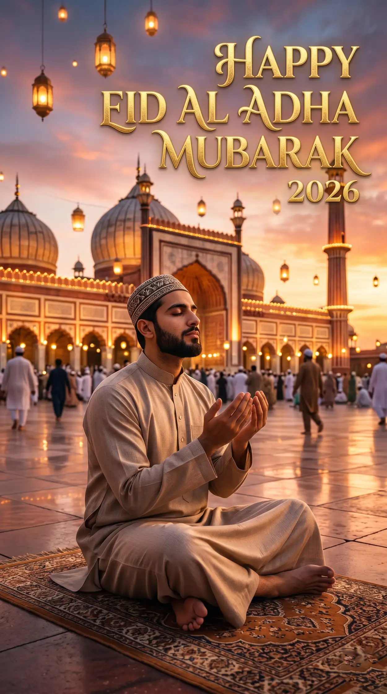 Free Download Islamic Eid Al Adha Greeting Card 2026 - High Quality Eid Al Adha Greeting Card 2026 Image