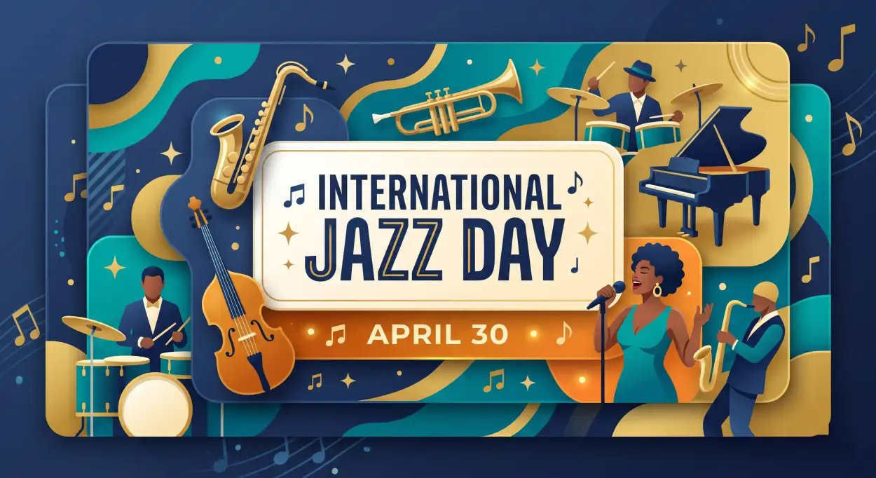 Free Download Jazz Day Website Banner Design - High Quality International Jazz Day 2026 Image