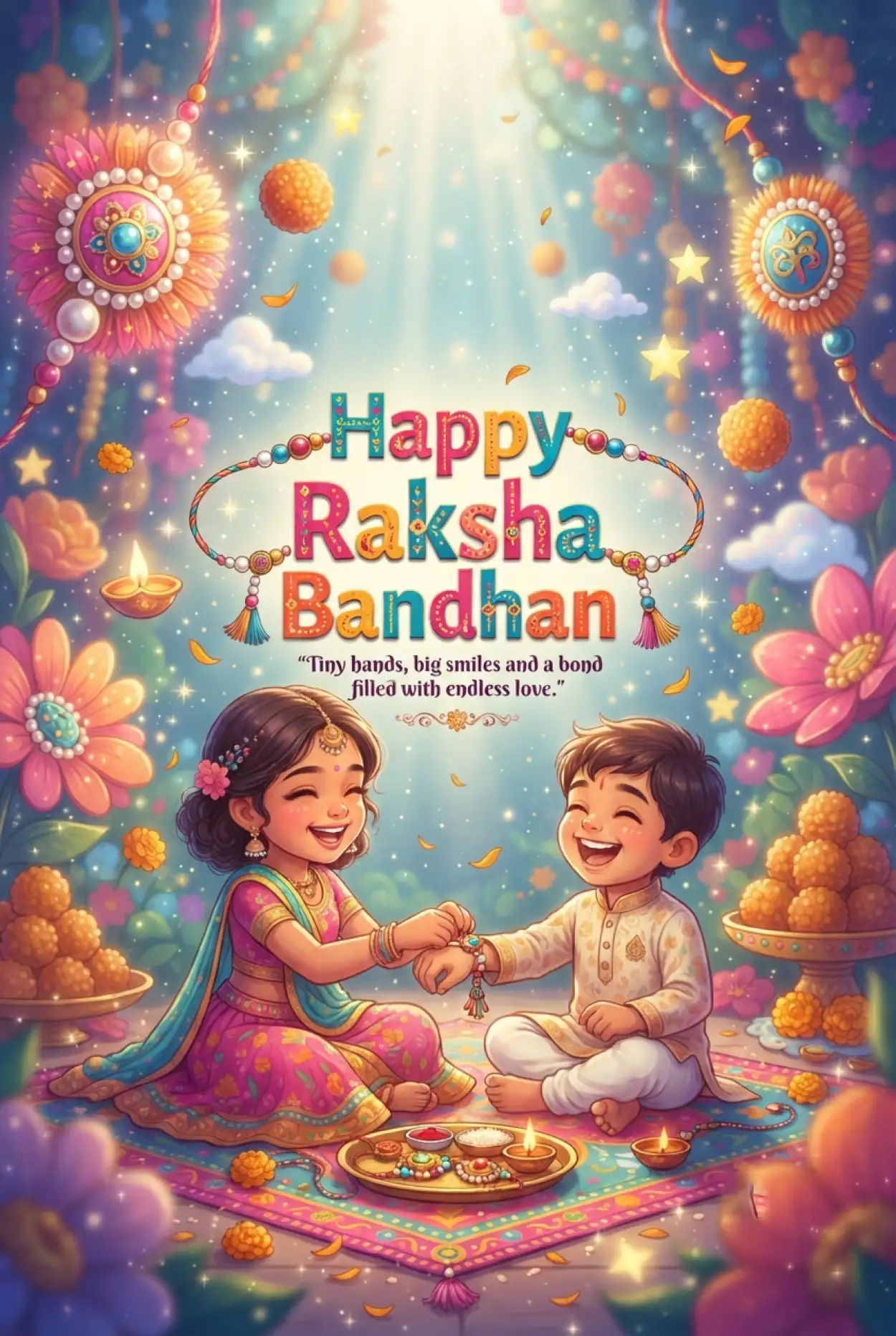 Free Download Joyful Raksha Bandhan Wishes For Little Ones - High Quality Happy Raksha Bandhan Wishes For Children Image