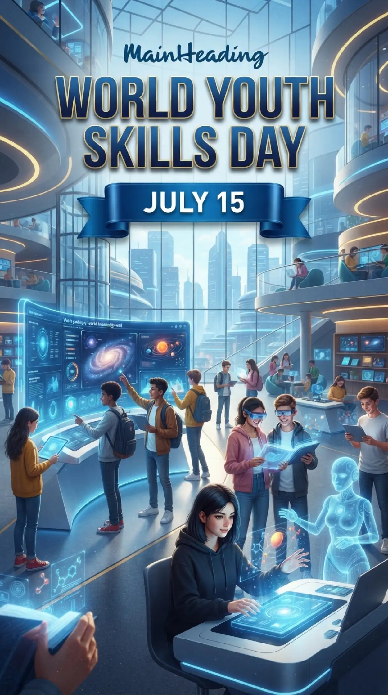 Free Download July 15 Education Celebration Poster - High Quality World Youth Skills Day 2026 Image