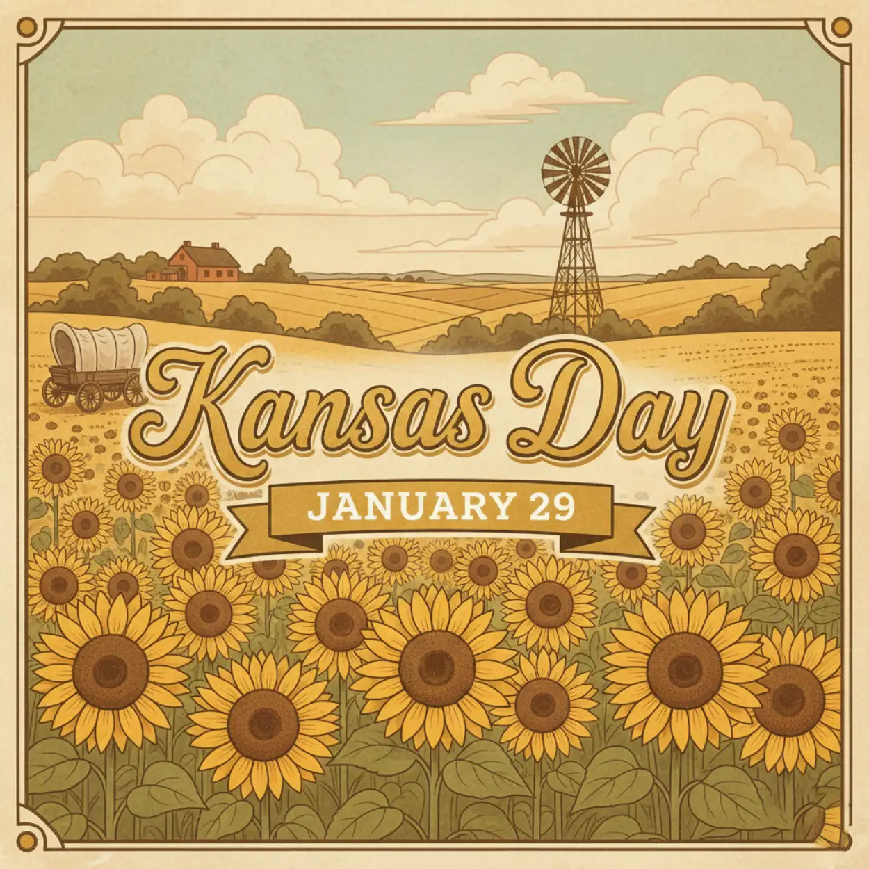Free Download Kansas Day Retro Design - High Quality Kansas Day Background
