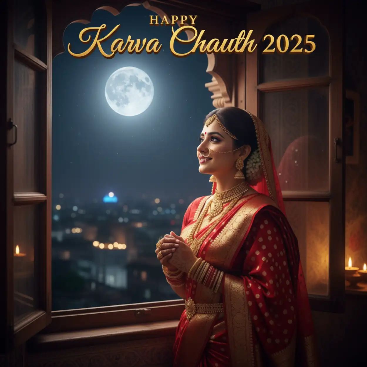 Free Download Karva Chauth 2025 Ai Generated Festival Poster Hd - High Quality Happy Karva Chauth 2025 Background