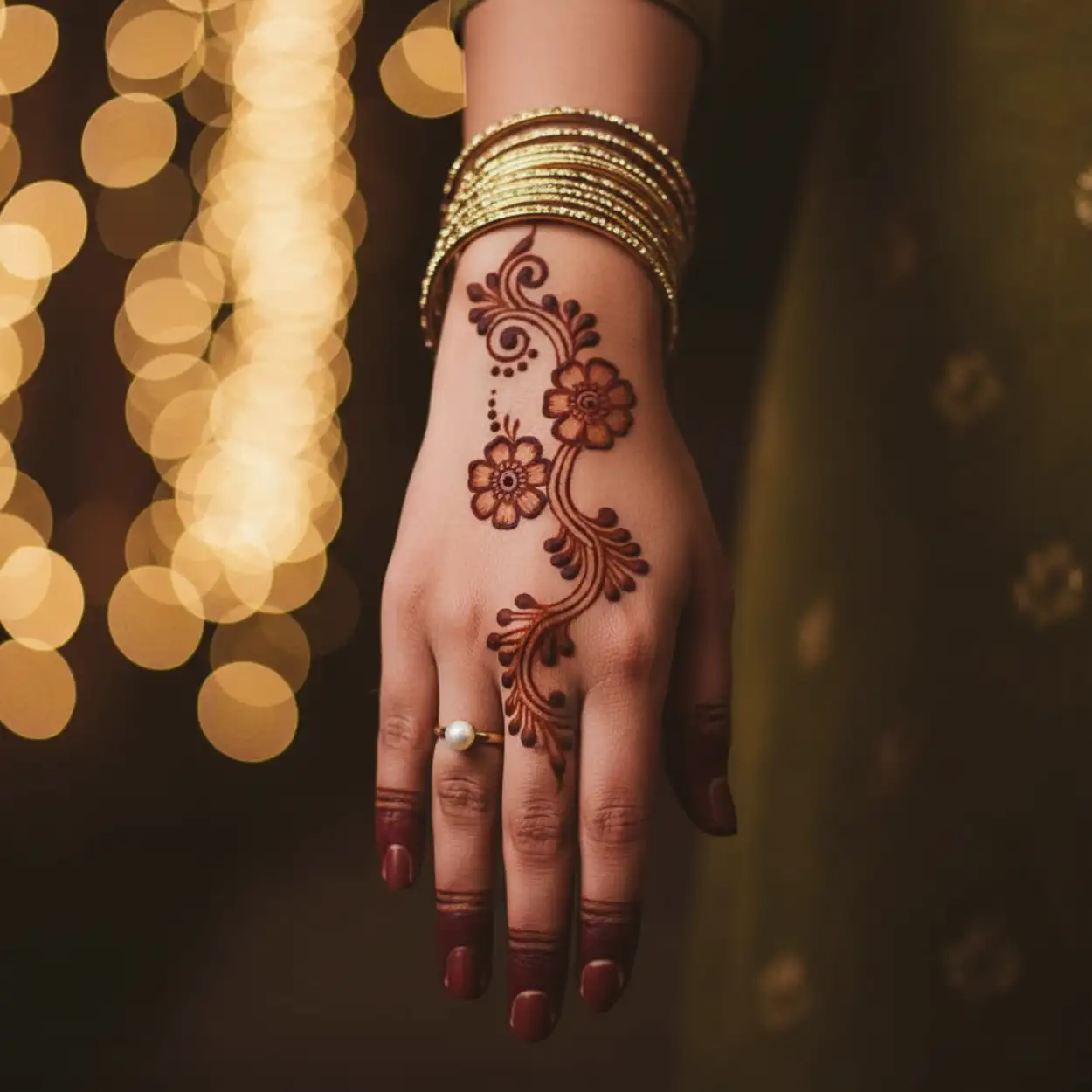 Free Download Karva Chauth Mehndi Design With Goddess Motif - High Quality Karva Chauth Mehndi Design Background