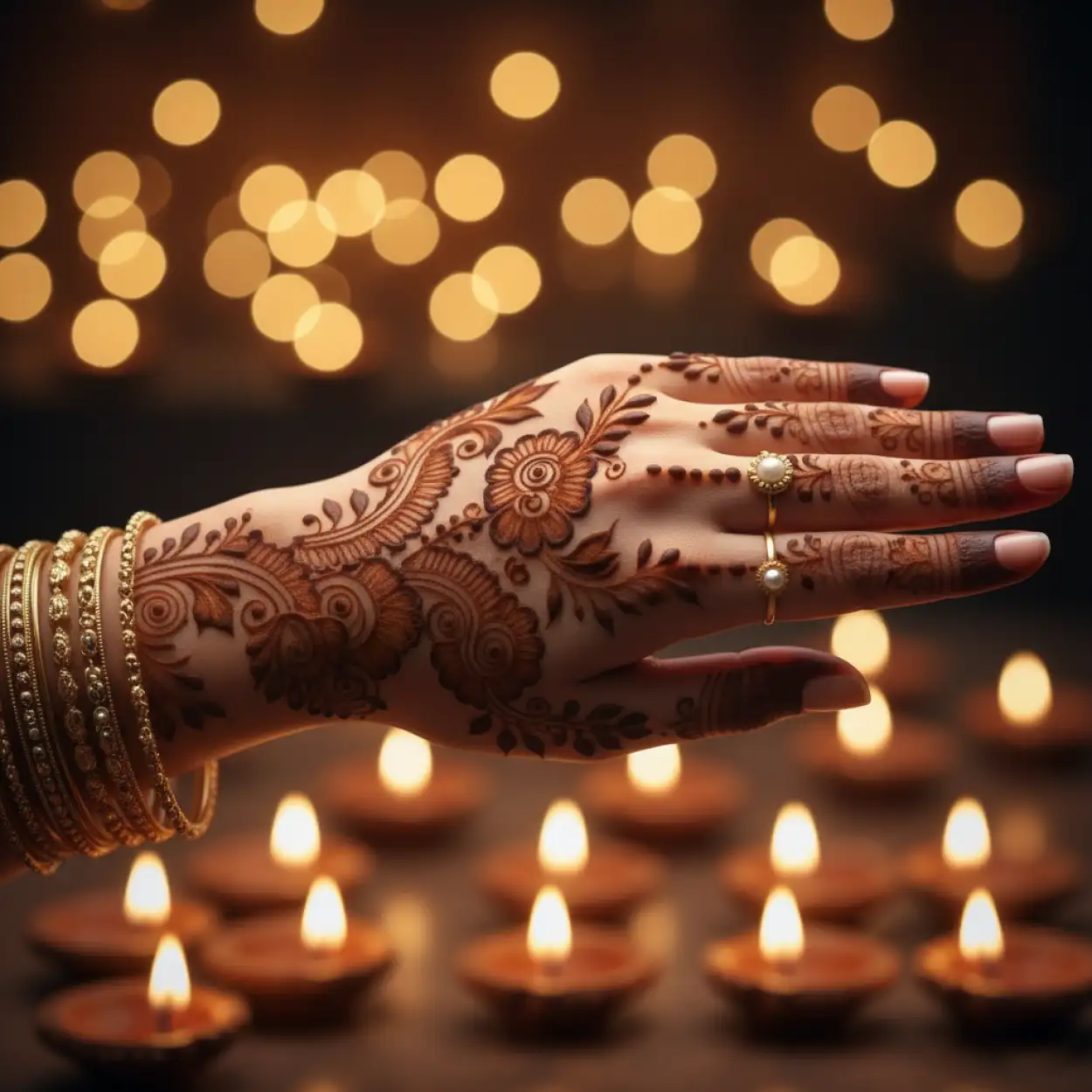 Free Download Karva Chauth Mehndi Design With Heart Shapes - High Quality Karva Chauth Mehndi Design Background