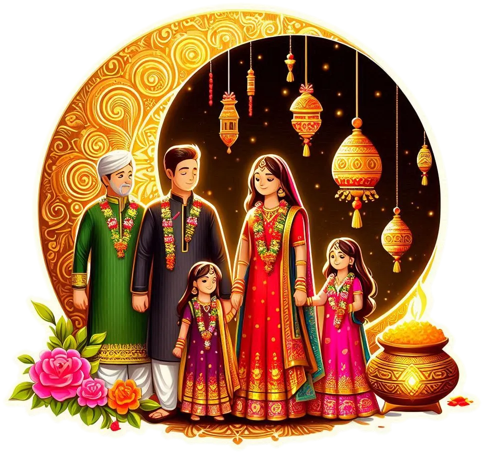 Karwa Chauth Celebration With Family Png - Royalty Free Karwa Chauth Image | Pngmagic Free Download Karwa Chauth Celebration With Family Png - High Quality Karwa Chauth PNG Image