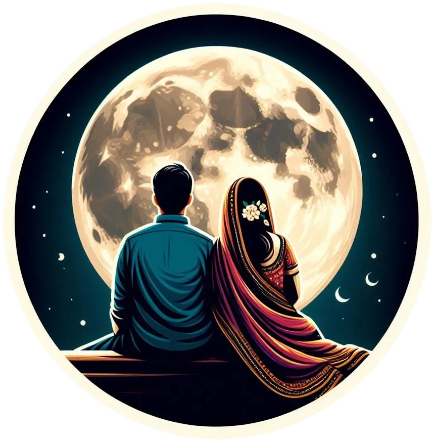 Karwa Chauth Festival Couple Watching Moon Png - Royalty Free Karwa Chauth Image | Pngmagic Free Download Karwa Chauth Festival Couple Watching Moon Png - High Quality Karwa Chauth PNG Image