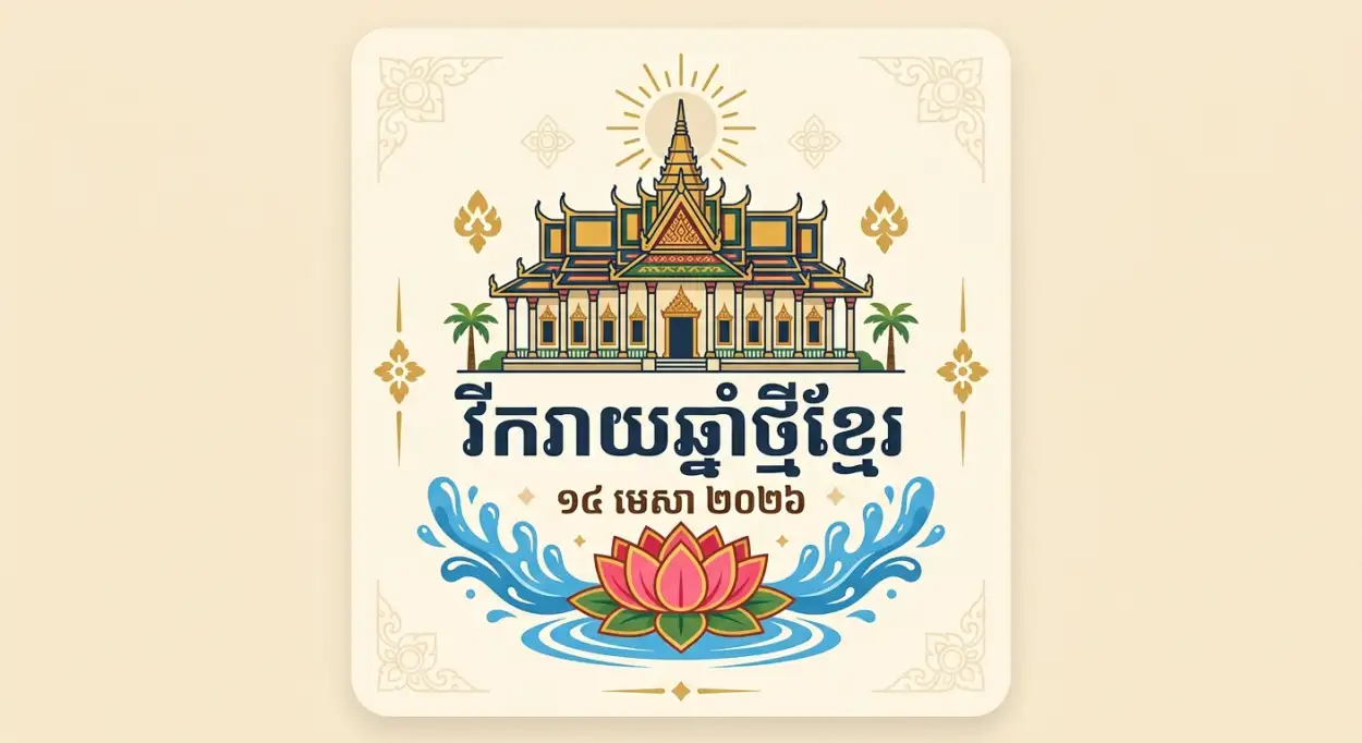 Free Download Khmer New Year 2026 Banner Design - High Quality Khmer New Year Wishes Poster 2026 Image