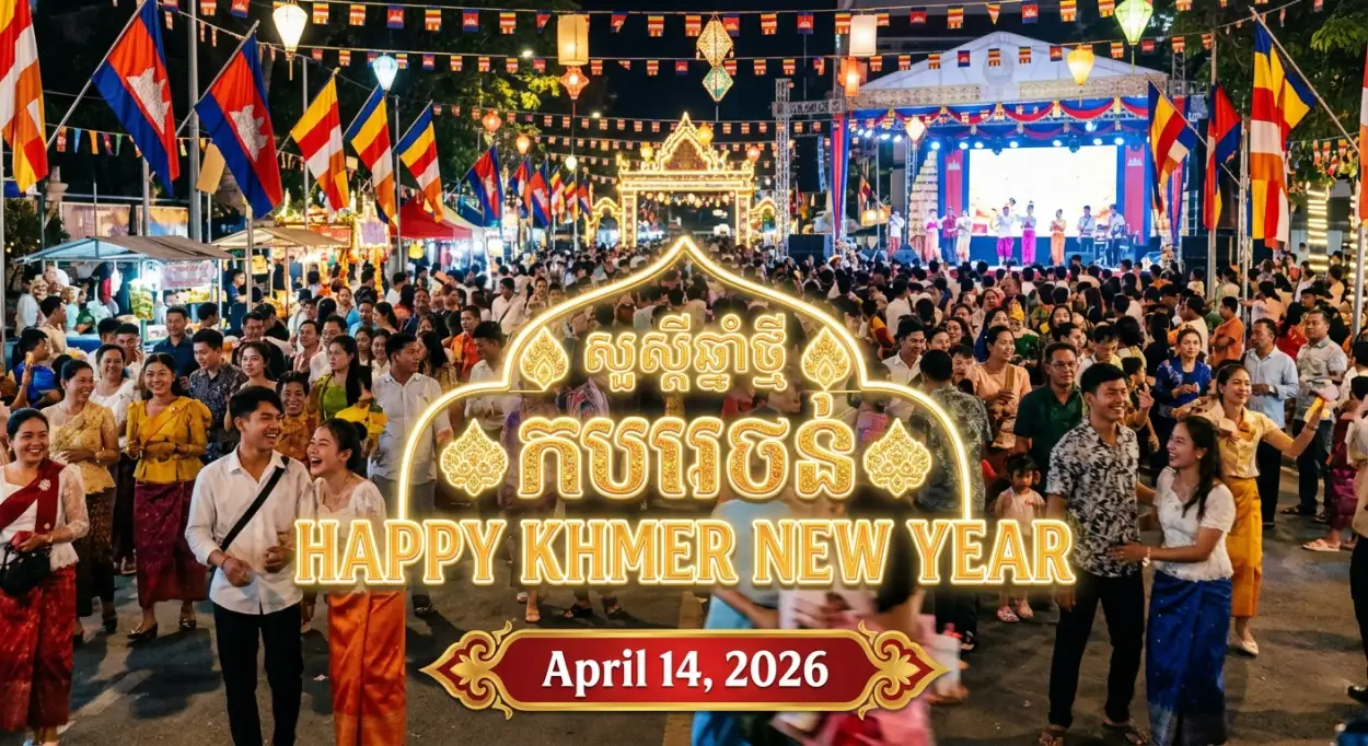 Free Download Khmer New Year 2026 Wishes Banner - High Quality Khmer New Year Wishes Poster 2026 Image