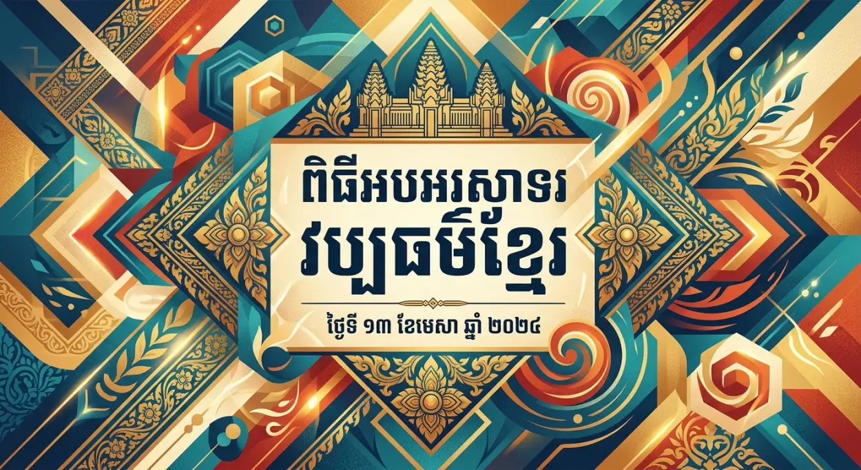 Free Download Khmer New Year Bilingual Poster Design - High Quality Khmer New Year Wishes Poster 2026 Image