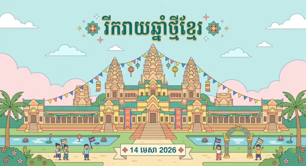 Free Download Khmer New Year Cultural Poster 2026 - High Quality Khmer New Year Wishes Poster 2026 Image