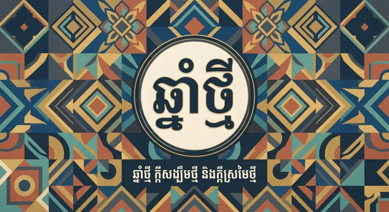 Free Download Khmer New Year Typography Poster 2026 - High Quality Khmer New Year Wishes Poster 2026 Image