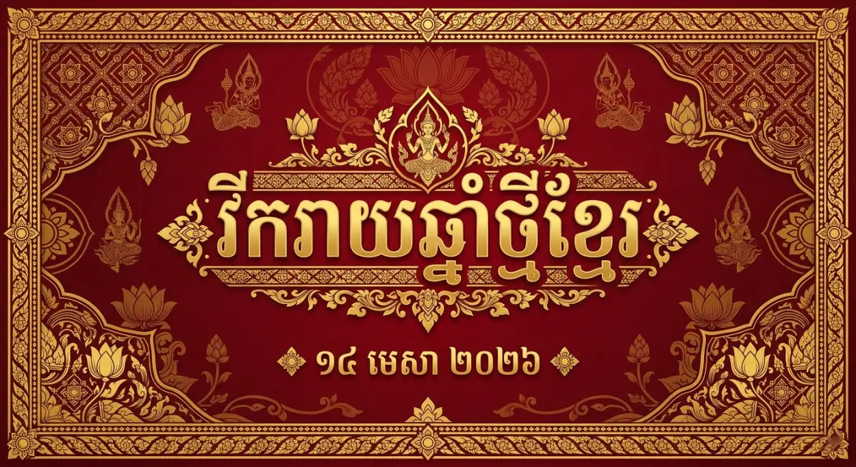 Free Download Khmer New Year Typography Wishes Design - High Quality Khmer New Year Wishes Poster 2026 Image