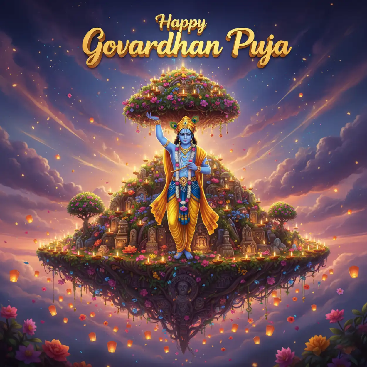 Kids Arranging Flowers Around Mini Govardhan Hill - Royalty Free Happy Govardhan Puja 2025 Image | Pngmagic Free Download Kids Arranging Flowers Around Mini Govardhan Hill - High Quality Happy Govardhan Puja 2025 Background