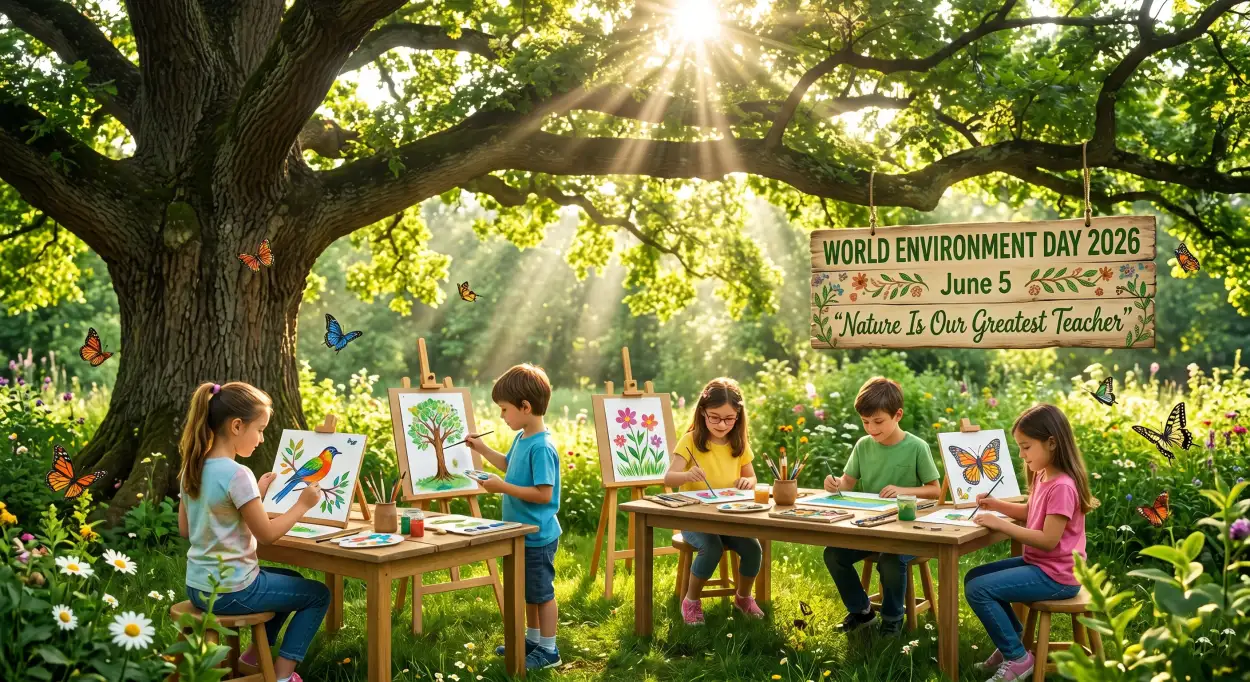 Free Download Kids Environmental Awareness Painting Ideas - High Quality World Environment Day Kids Artwork 2026 Image