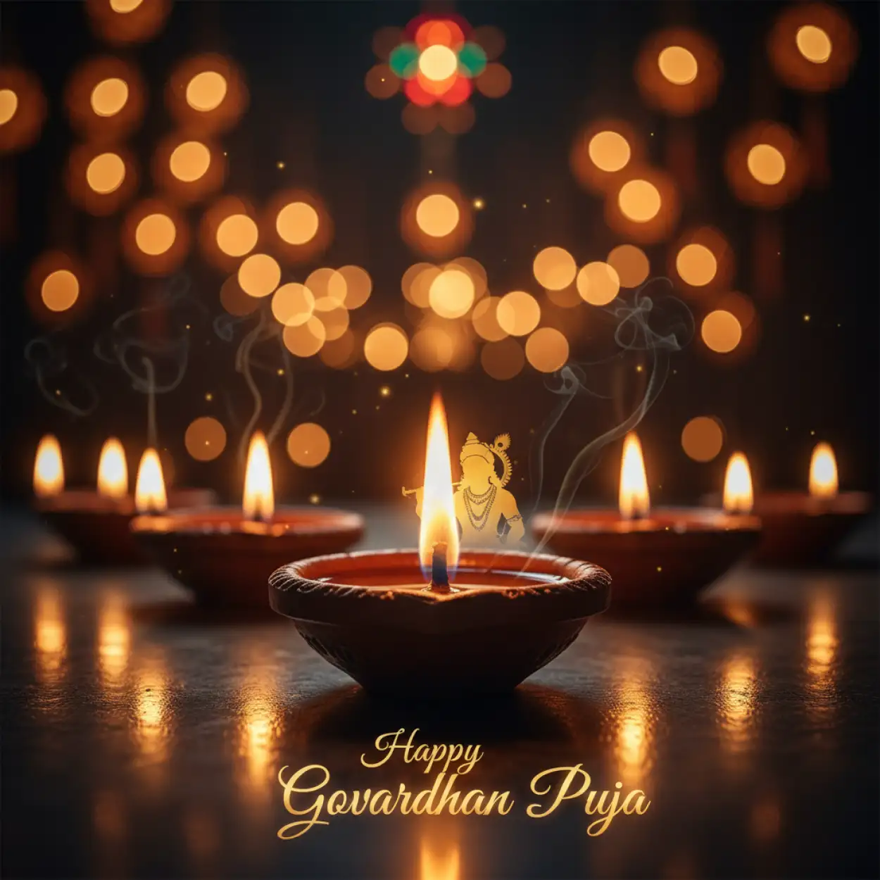 Free Download Krishna Holding Govardhan Hill With Villagers Festival Scene - High Quality Happy Govardhan Puja Background