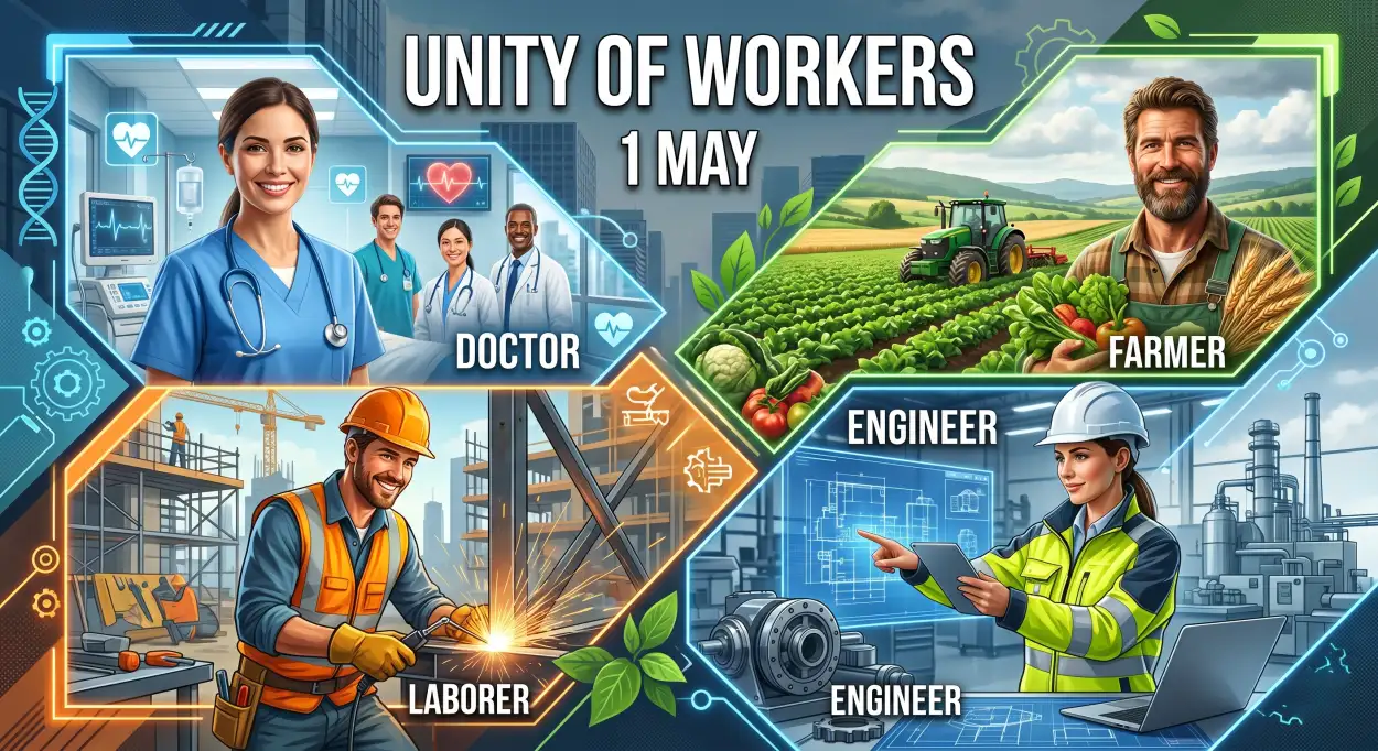 Free Download Labour Day Banner Hindi Design - High Quality International Labor Day Wishes 2026 Image