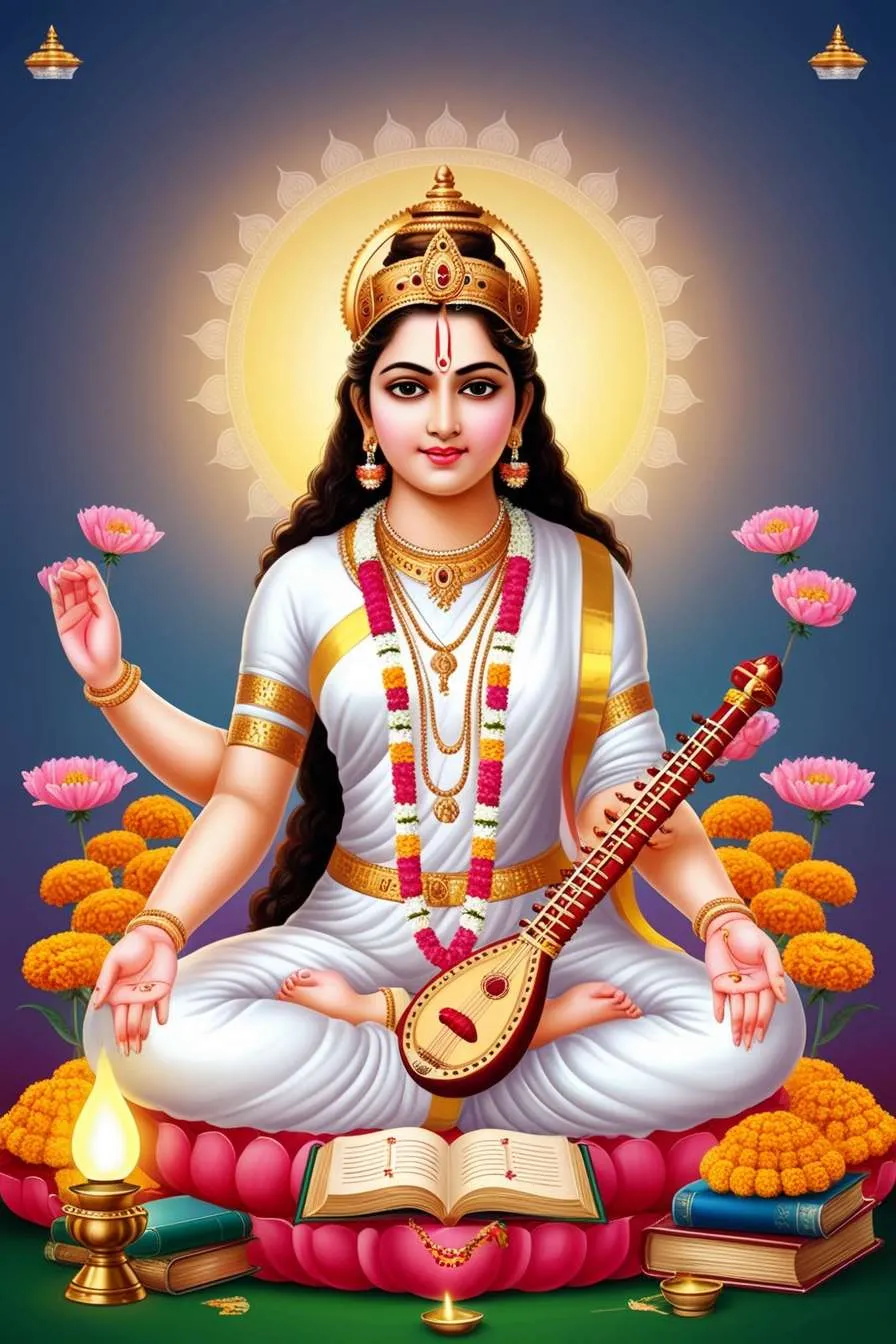 Latest Saraswati Puja Wallpaper Designs 2025 - Royalty Free Saraswati Puja Wallpapers Image | Pngmagic Free Download Latest Saraswati Puja Wallpaper Designs 2025 - High Quality Saraswati Puja Wallpapers Background