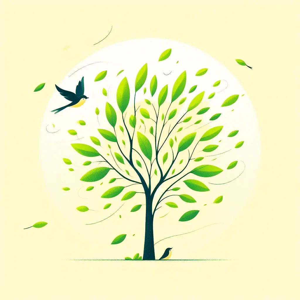 Free Download Light Yellow Background With A Tree And Birds Both Perched And Flying - High Quality Light Yellow Background