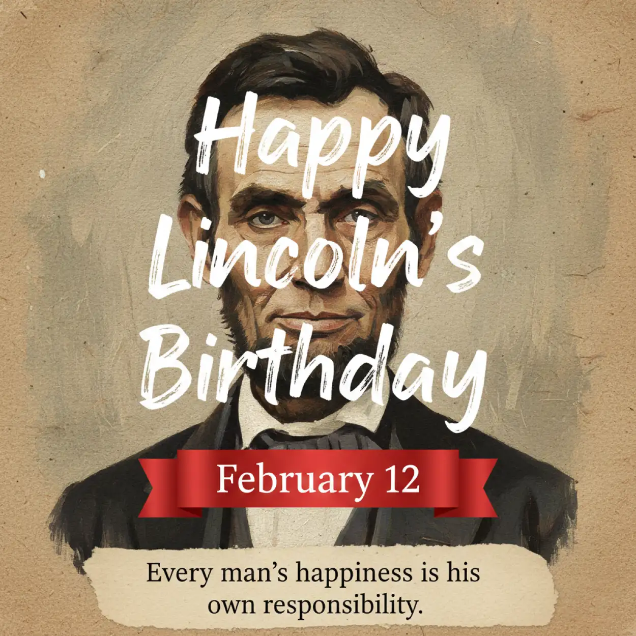 Free Download Lincolns Birthday Vintage Poster Design - High Quality Happy Lincolns Birthday Background