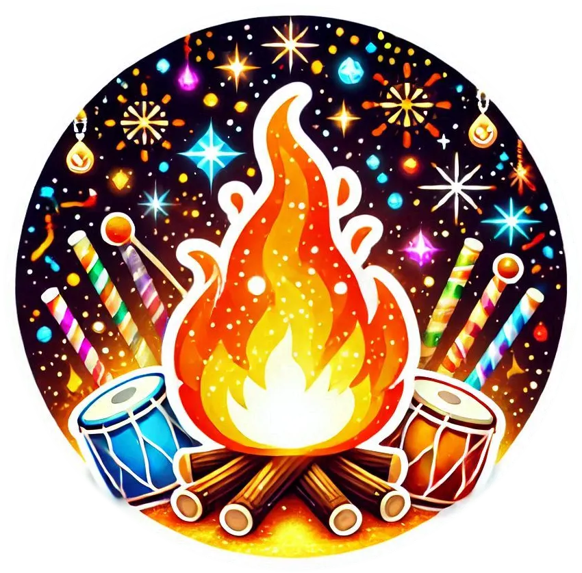 Lohri Fire Png With Bonfire And Kites Design - Royalty Free Lohri Fire Png Image | Pngmagic Free Download Lohri Fire Png With Bonfire And Kites Design - High Quality Lohri Fire Png PNG Image