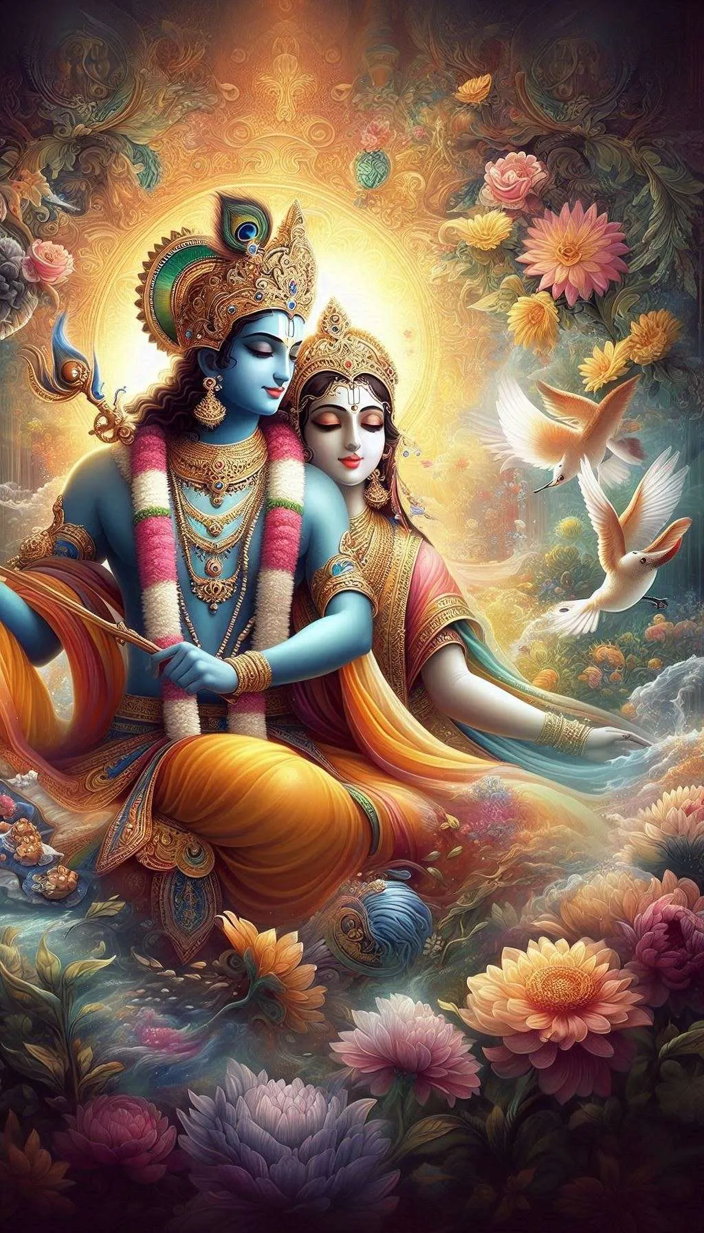 Free Download Lord Krishna And Radha In Artistic Illustration - High Quality Lord Krishna Background
