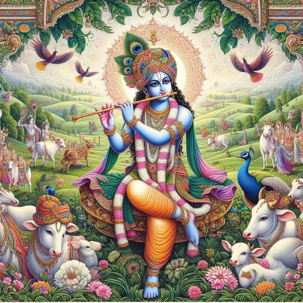 Free Download Lord Krishna In Vrindavan Illustration - High Quality Lord Krishna Background