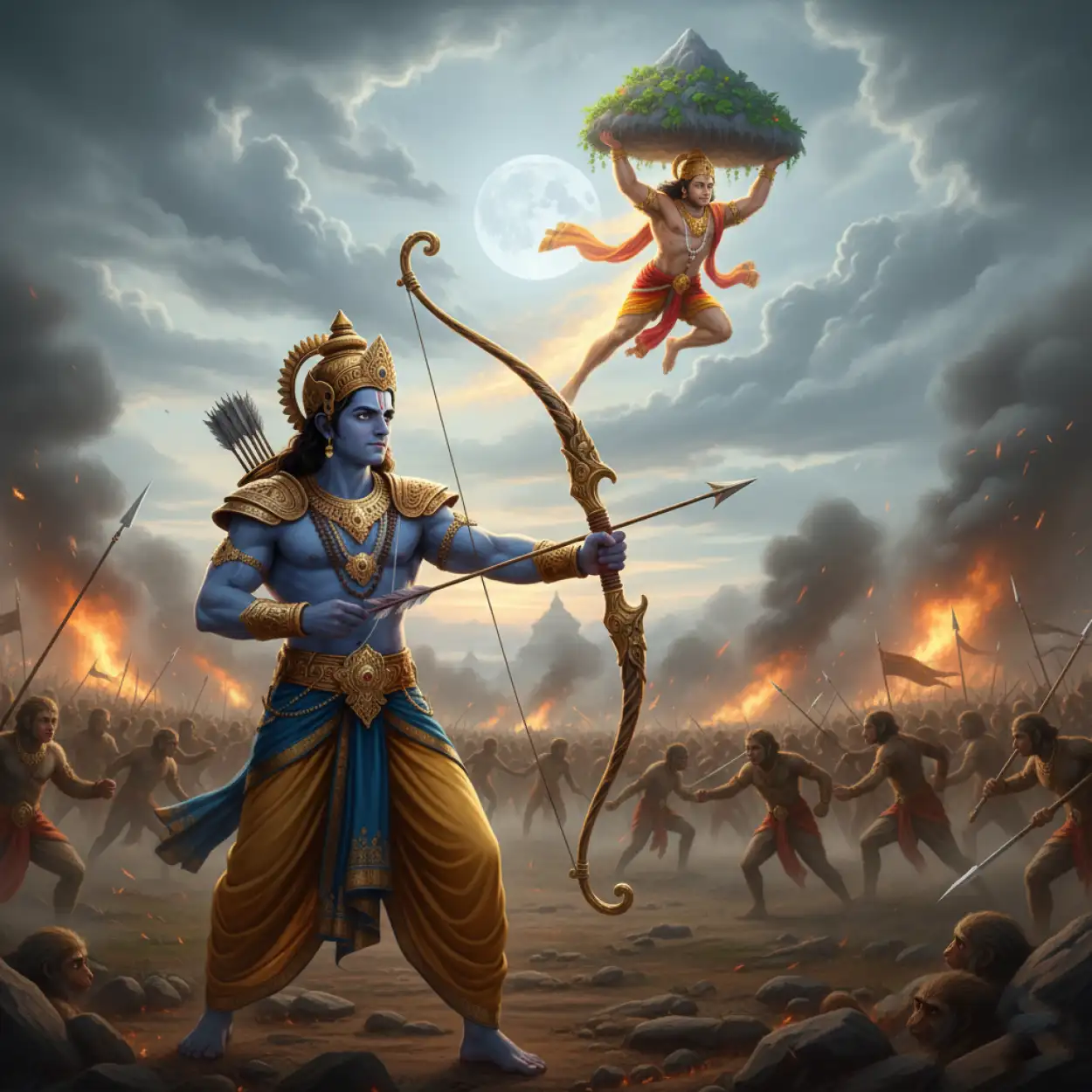 Lord Rama Battle Background Ramayana Style - Royalty Free Rama Background Image | Pngmagic Free Download Lord Rama Battle Background Ramayana Style - High Quality Rama Background Background