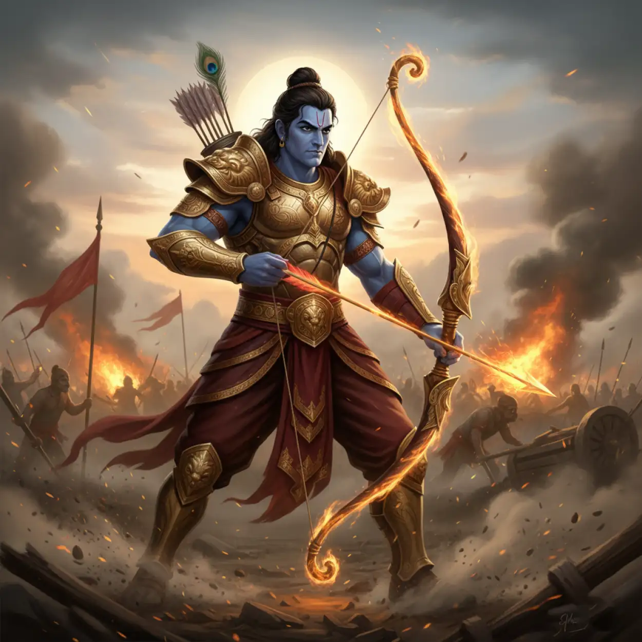 Free Download Lord Rama Sky Background With Clouds - High Quality Rama Background Background