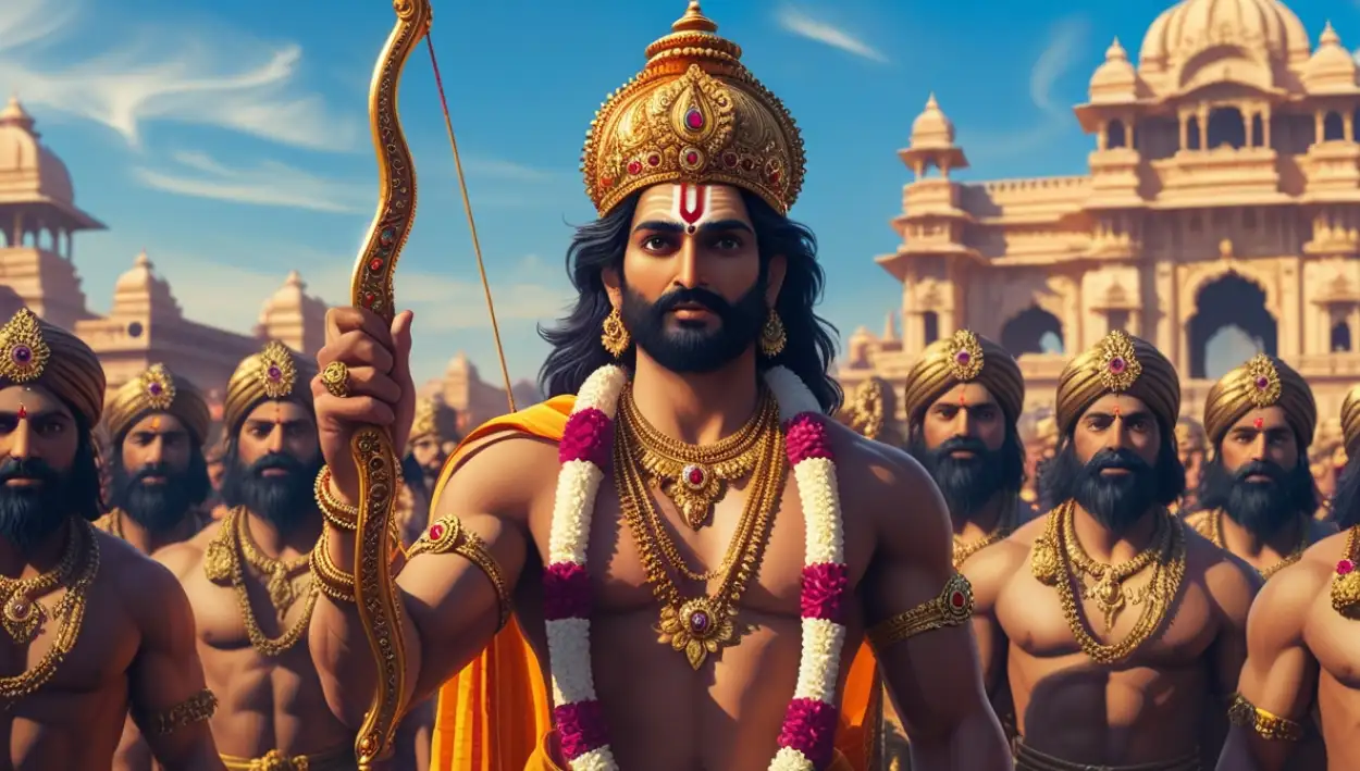 Free Download Lord Rama With Dhanush Ban Spiritual Artwork - High Quality Lord Rama With Bow And Arrow Background