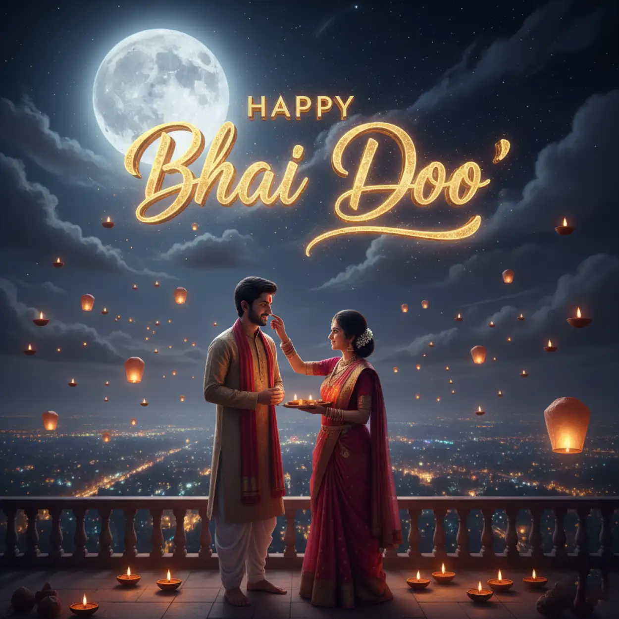 Free Download Lovely Happy Bhai Dooj 2025 Wishes For Bhaiya And Bhabhi - High Quality Happy Bhai Dooj 2025 Wishes Background