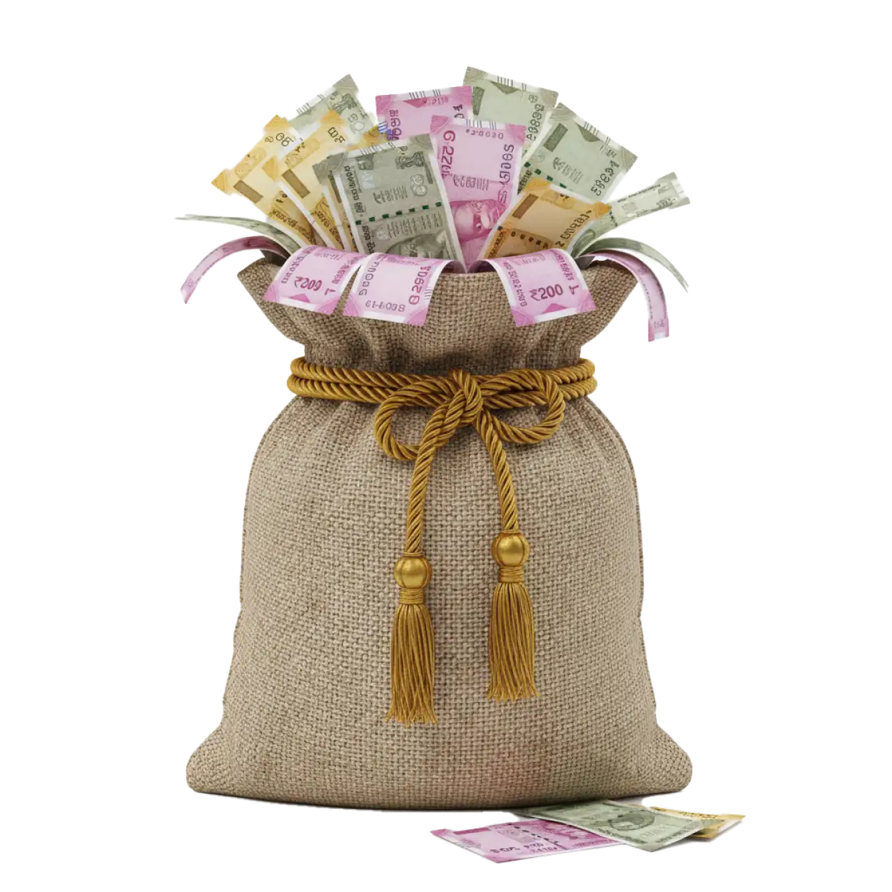 Free Download Luxury Gold Money Bag Png No Background - High Quality Money Bag Png PNG Image