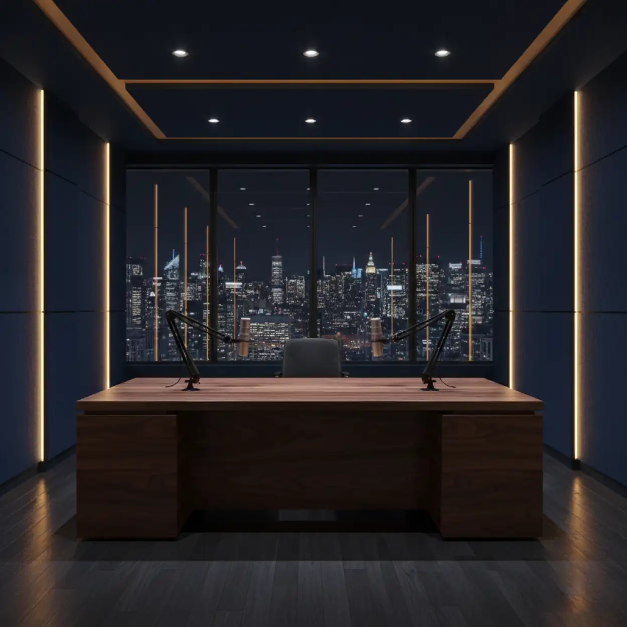 Free Download Luxury Penthouse Podcast Recording Studio Background Ultra Realistic 8k - High Quality Podcast Studio Background Background Image