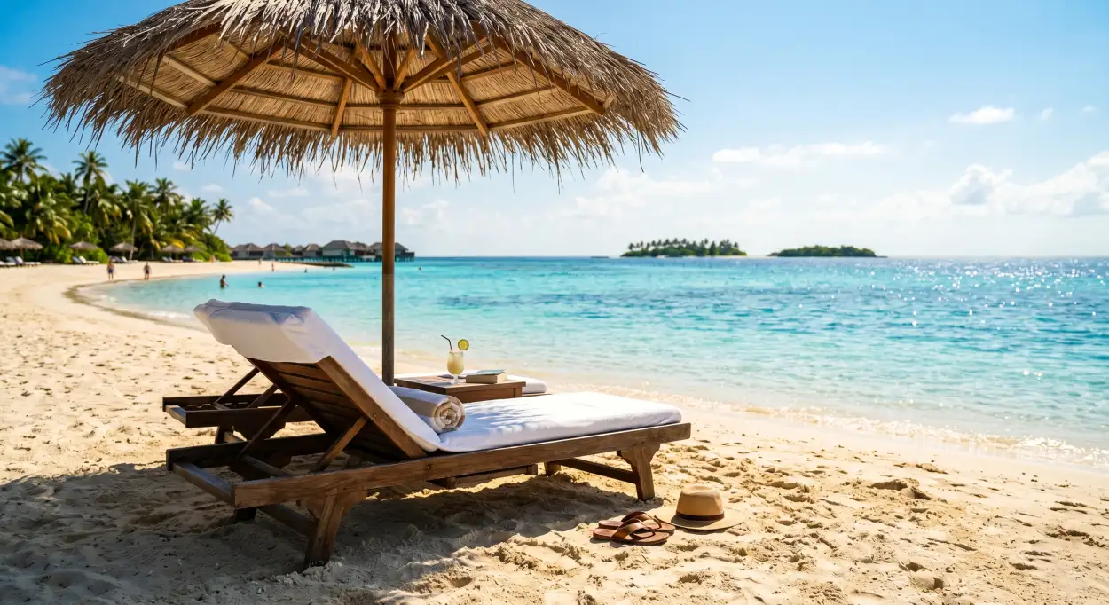 Free Download Luxury Summer Background With Resort And Beach Chair - High Quality Summer Background Background Image