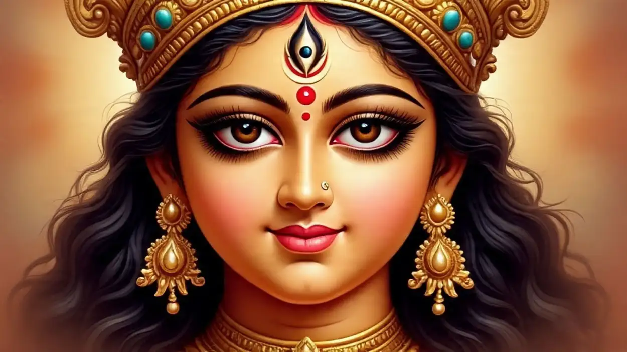 Free Download Maa Durga Photo In Golden Effect - High Quality Maa Durga Photo Image