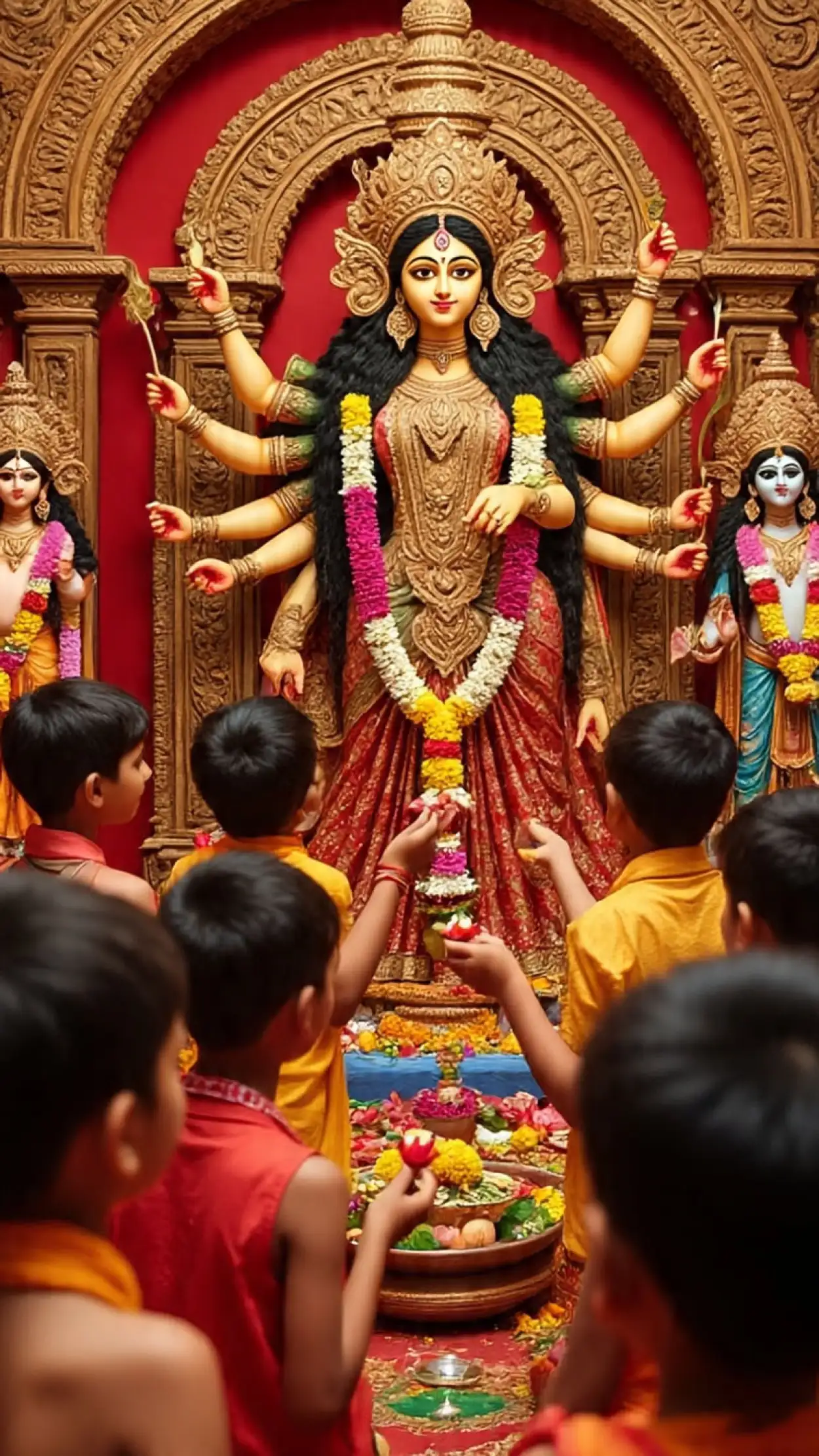 Free Download Maa Durga Photo With Decorative Frame - High Quality Maa Durga Photo Image