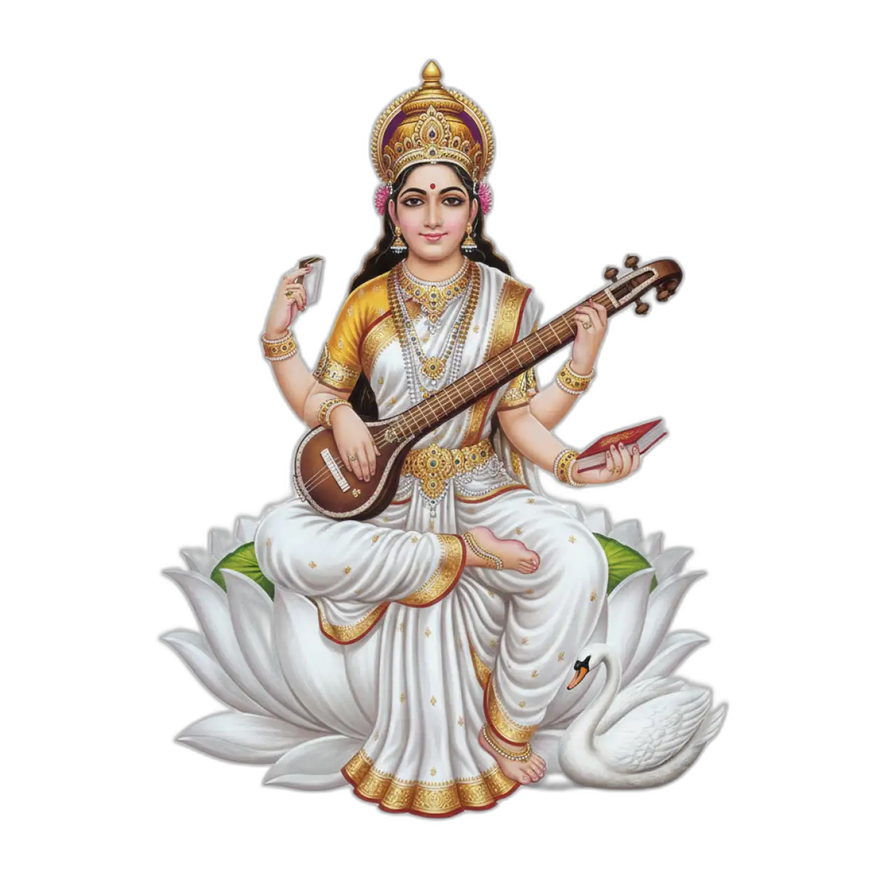 Free Download Maa Saraswati Png High Quality For Temple Flex And Hoarding - High Quality Saraswati Png Transparent PNG