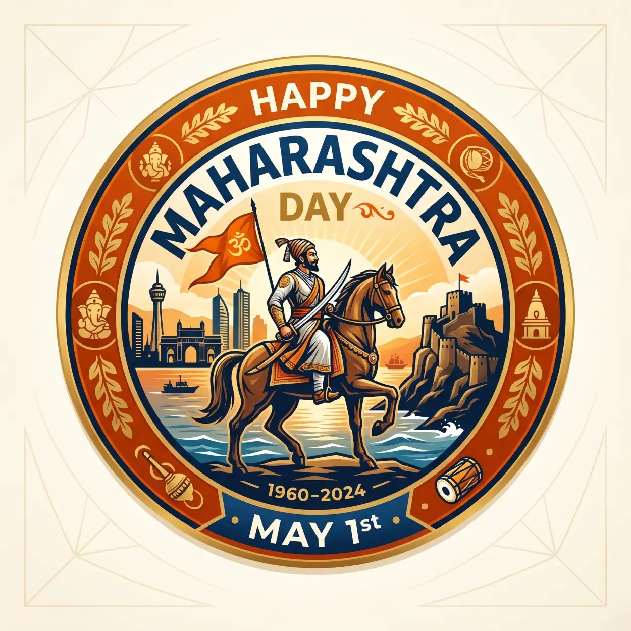 Free Download Maharashtra Day 2026 Typography Png Design - High Quality Happy Maharashtra Day 2026 Transparent PNG