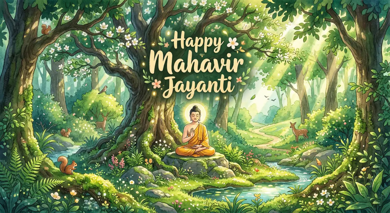 Free Download Mahavir Jayanti 2026 Festival Greeting Card Hd Images - High Quality Happy Mahavir Jayanti 2026 Image