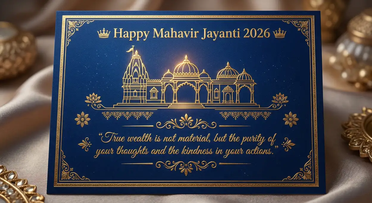 Free Download Mahavir Jayanti 2026 Greeting Card Wishes Text - High Quality Mahavir Jayanti 2026 Wishes Image