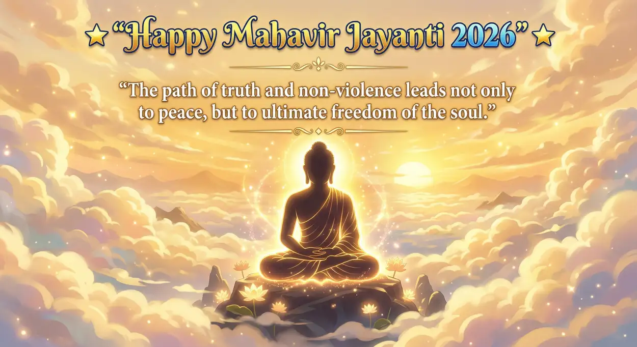 Free Download Mahavir Jayanti 2026 Wishes For Better Life - High Quality Mahavir Jayanti 2026 Wishes Image
