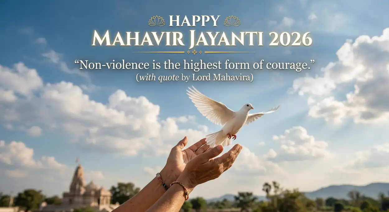 Free Download Mahavir Jayanti 2026 Wishes For Non Violence Messages - High Quality Mahavir Jayanti 2026 Wishes Image
