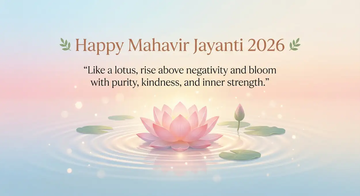 Free Download Mahavir Jayanti 2026 Wishes For Positivity - High Quality Mahavir Jayanti 2026 Wishes Image