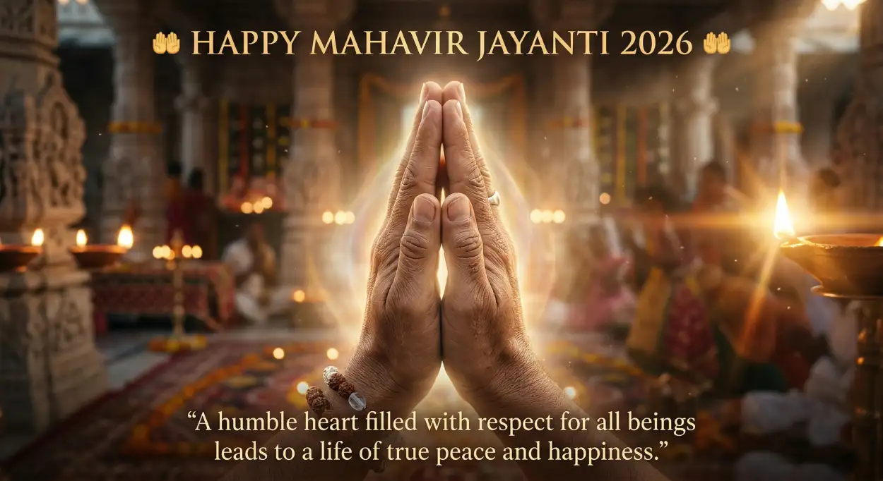 Free Download Mahavir Jayanti 2026 Wishes In Hindi And English - High Quality Mahavir Jayanti 2026 Wishes Image