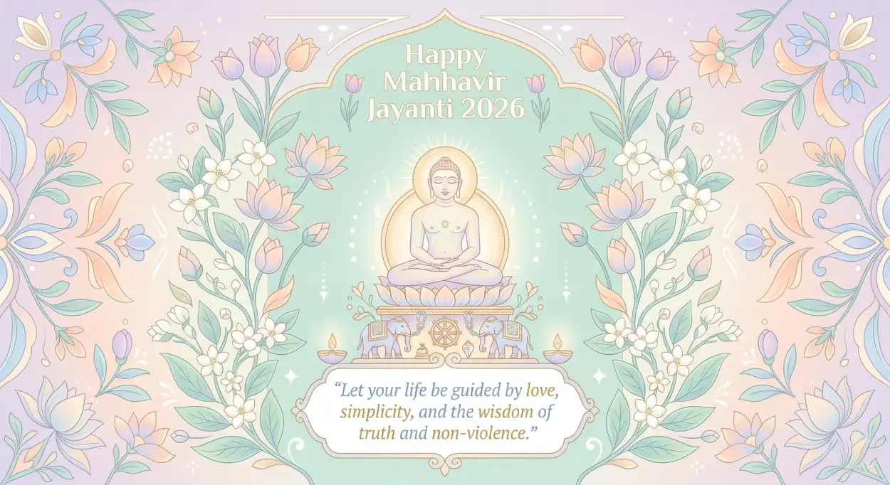 Free Download Mahavir Jayanti 2026 Wishes With Kindness Quotes - High Quality Mahavir Jayanti 2026 Wishes Image