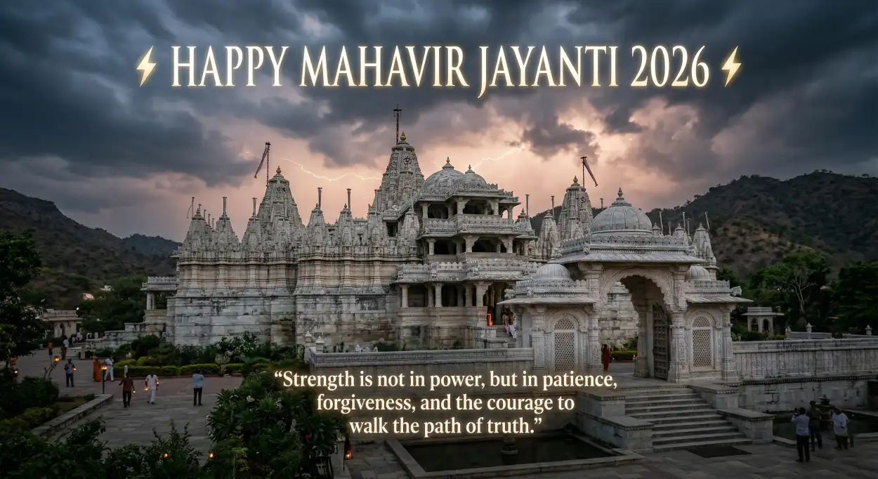 Free Download Mahavir Jayanti 2026 Wishes With Spiritual Quotes - High Quality Mahavir Jayanti 2026 Wishes Image
