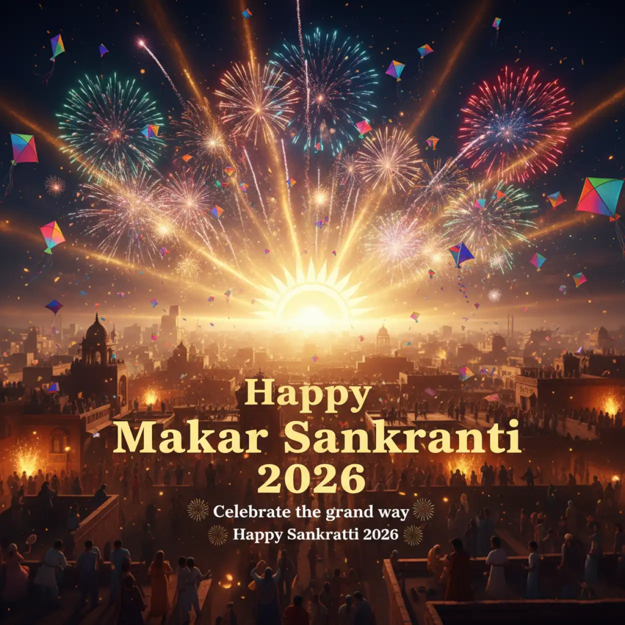 Free Download Makar Sankranti 2026 Wishes Greeting Card - High Quality Happy Makar Sankranti 2026 Wishes Image