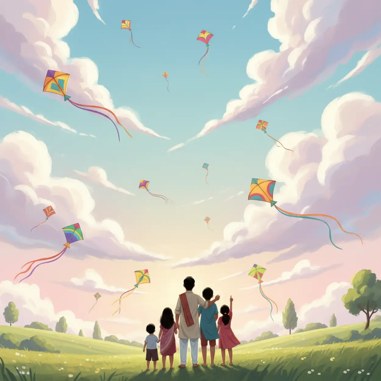 Free Download Makar Sankranti Background Blue Sky Festival Scene - High Quality Makar Sankranti Background Background Image