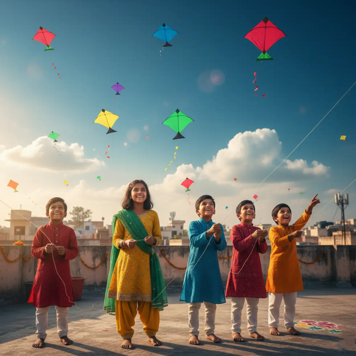 Free Download Makar Sankranti Background Blue Theme - High Quality Makar Sankranti Background Background Image