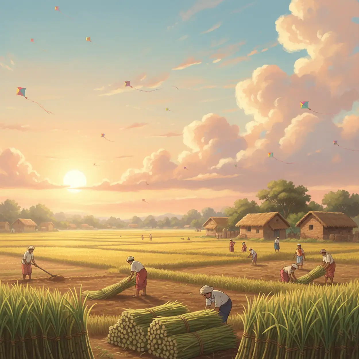 Free Download Makar Sankranti Background Colorful Festival Sky - High Quality Makar Sankranti Background Background Image